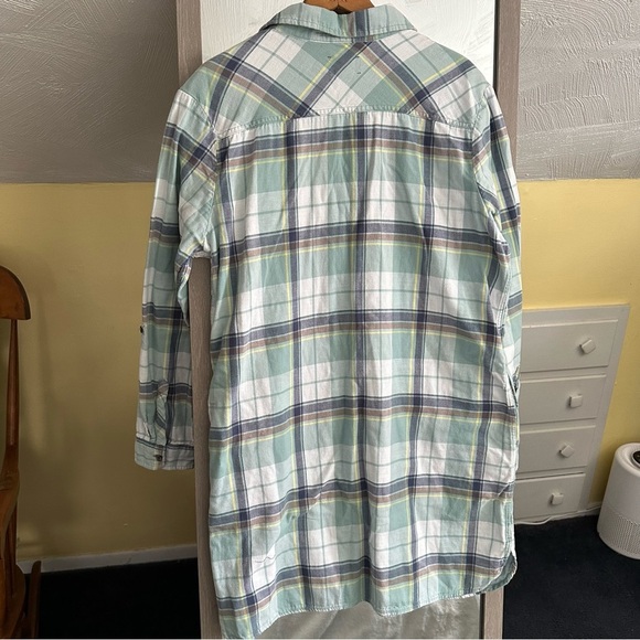 Pendleton Popover Shirt Dress Womens Light Blue Plaid Cotton 3/4 Sleeves L Tunic - Picture 8 of 11